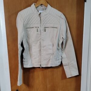 New York & Company Light Beige Faux Leather Jacket